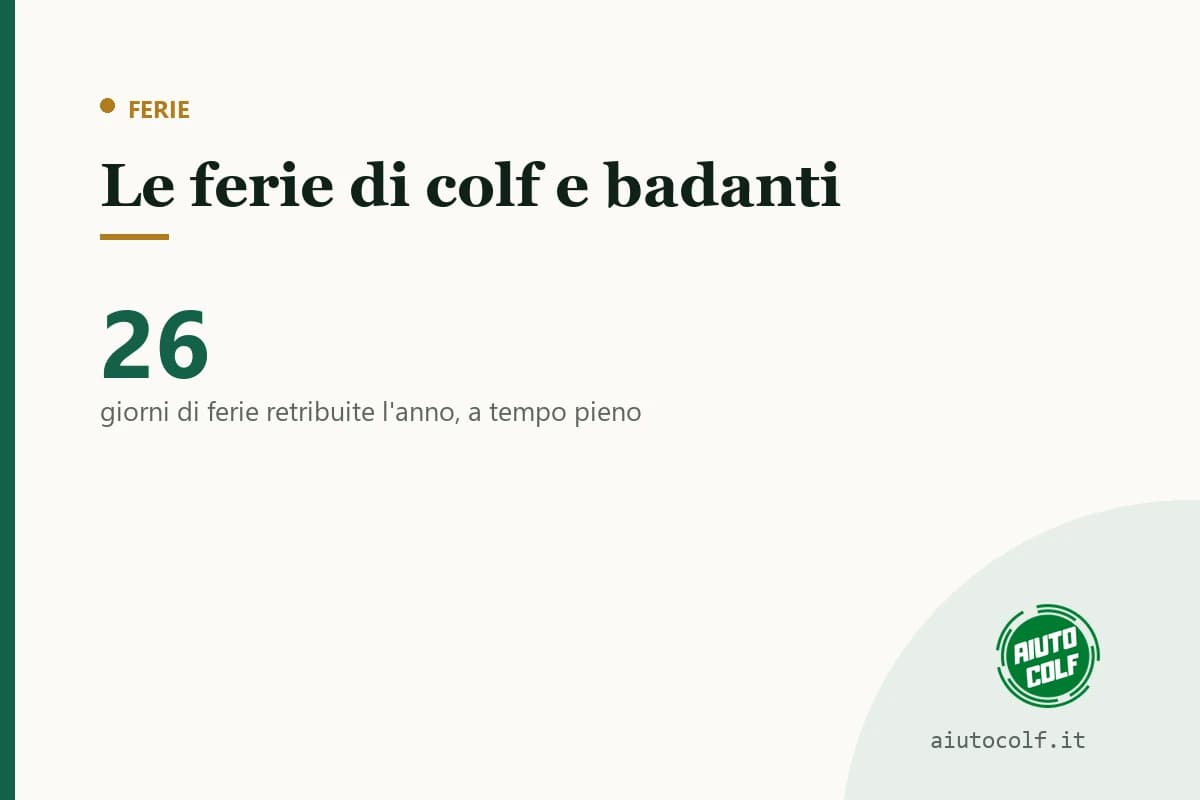 Ferie di colf e badanti: quanti giorni spettano e come si pagano